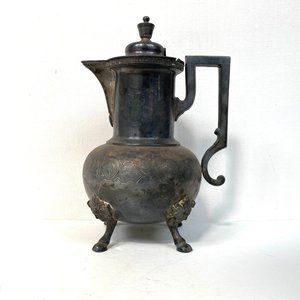 Antique 1873 Rogers Smith New Haven Hot Milk Syrup Pitcher Silver Plated Footed